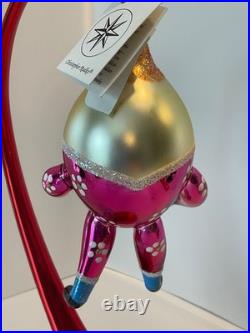 Christopher Radko Italian Glass Christmas Ornament OFF THE WALL Pink Humpty