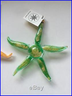 Christopher Radko Italy Starfish Lot Hand Made Glass Christmas Tree Ornaments