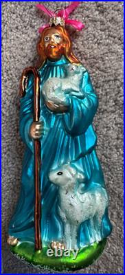Christopher Radko JESUS Large Religious CHRISTMAS tree Ornament w sheep rare