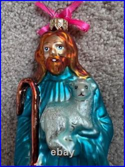 Christopher Radko JESUS Large Religious CHRISTMAS tree Ornament w sheep rare