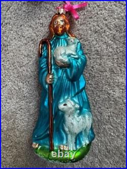 Christopher Radko JESUS Large Religious CHRISTMAS tree Ornament w sheep rare
