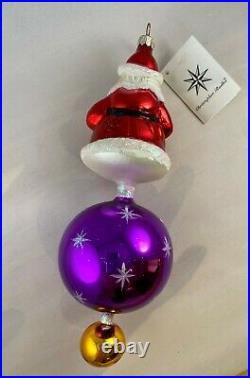 Christopher Radko JINGLE CLAUS Christmas Ornament Reflector 10.5 Tag & Box Rare