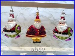 Christopher Radko Jolly Santa Ornaments, Lot of 3