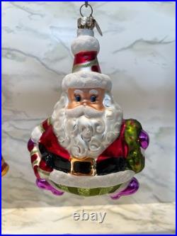 Christopher Radko Jolly Santa Ornaments, Lot of 3