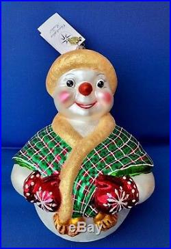 Christopher Radko Jolly Wrap Snowman 20th Anniversary Ornament Beautiful and Big