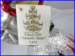 Christopher Radko Jumbo Circus Elephant Ball Glass Christmas Ornament 1990