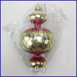 Christopher Radko Jumbo Spin Top Christmas Ornament 93-302-1 NEW Red Gold