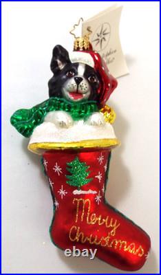 Christopher Radko Kyla Claus Border Collie Dog Christmas Glass Ornament With Tag