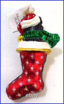 Christopher Radko Kyla Claus Border Collie Dog Christmas Glass Ornament With Tag