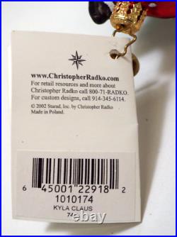 Christopher Radko Kyla Claus Border Collie Dog Christmas Glass Ornament With Tag