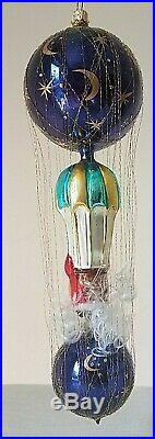 Christopher Radko LE STARBUCK SANTA German Glass Blown Parachute Wired Ornament