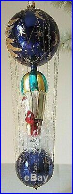 Christopher Radko LE STARBUCK SANTA German Glass Blown Parachute Wired Ornament