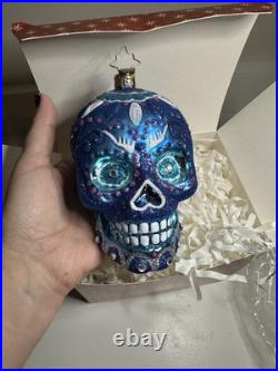 Christopher Radko La Calavera Especial Day of the Dead Glass Skull Ornament