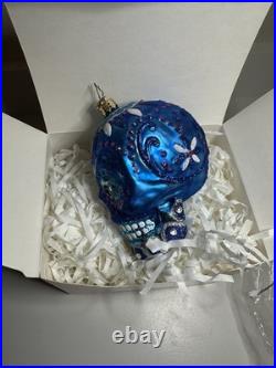 Christopher Radko La Calavera Especial Day of the Dead Glass Skull Ornament