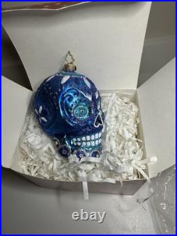 Christopher Radko La Calavera Especial Day of the Dead Glass Skull Ornament