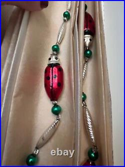 Christopher Radko Ladybug Garland 5' 1993 Christmas Red Green Glass Beads Rare