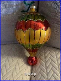 Christopher Radko Large Hot Air Balloon Christmas Ornament HTF Vintage