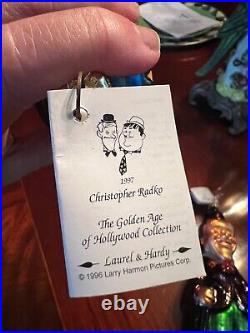 Christopher Radko Laurel & Hardy Christmas glass ornaments Hollywood collectio
