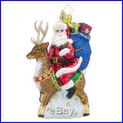 Christopher Radko Love My Ride Santa Claus and Animal Christmas Ornament