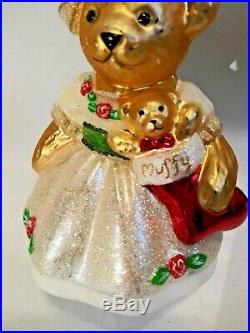 Christopher Radko MUFFY CHRISTMAS ROSE Ornament 2013 red roses stocking toy