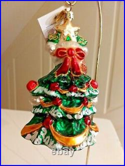 Christopher Radko MUFFY LITTLE FIR TREE Ornament Ribbons Garland Snow Bird NIB
