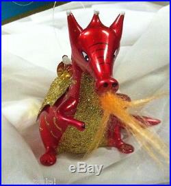 Christopher Radko MY OLE FLAME Red Dragon Italian Ornament New SALE