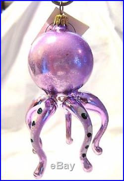 Christopher Radko Made In Italy Lavender Purple Octopus Ornament Tag Rare