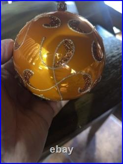 Christopher Radko Maestro Ball Ornament 1013830 4 Orange HTF