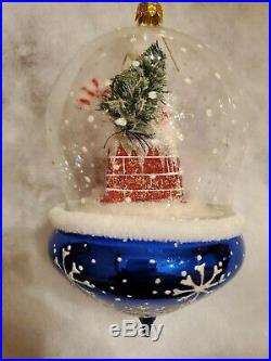 Christopher Radko Midnight Visit Glass Santa Globe Christmas Ornament