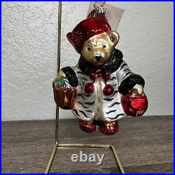 Christopher Radko Muffy Bear Fifth Avenue Bloomies Zebra Print Ornament