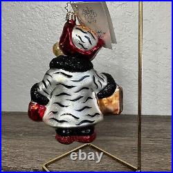 Christopher Radko Muffy Bear Fifth Avenue Bloomies Zebra Print Ornament