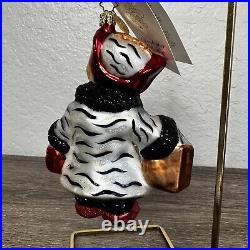 Christopher Radko Muffy Bear Fifth Avenue Bloomies Zebra Print Ornament