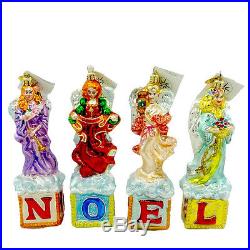 Christopher Radko NOELS ANGELS Blown Glass Ornament Christmas Set/4