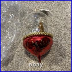 Christopher Radko Nativity Snow Fall Red Snow Globe Christmas Ornament New Withtag