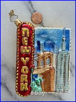 Christopher Radko New York City Postcard Ornament Brooklyn Bridge Xmas Ornament