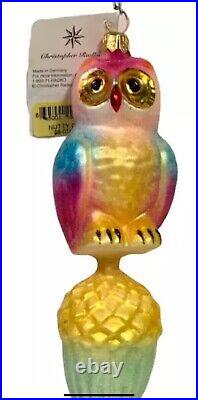 Christopher Radko Nutty Owl 7 Glass Ornament 98-018-0 Germany Frosted 1998