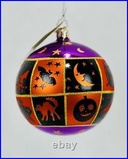 Christopher Radko October's Eve Halloween 4 Ornament Witch Black Cat Bat Moon
