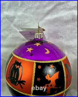 Christopher Radko October's Eve Halloween 4 Ornament Witch Black Cat Bat Moon