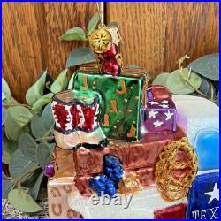 Christopher Radko Old Texas Pick Up Truck with Present Texas Santa Ornament 5x4.5