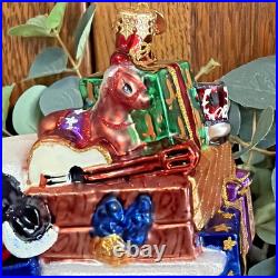 Christopher Radko Old Texas Pick Up Truck with Present Texas Santa Ornament 5x4.5