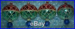 Christopher Radko Ornament CHRISTMAS HARLEQUIN Round Drop Ball Red Green Blue