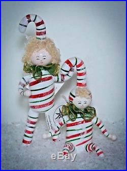 Christopher Radko Ornament DANDY CANES Curly Blonde Hair Candy 97-439-0 SET of 2