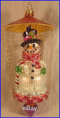 Christopher Radko Ornament Snowman / Frosty Caged Gold Wire Wrapped 8 Tall RARE