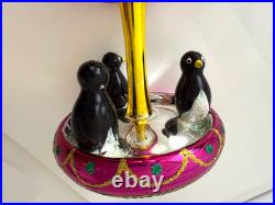 Christopher Radko Ornament Tuxedo Carousel Penguins Glass Christmas Tree Decor