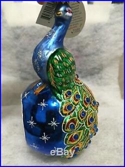 Christopher Radko PEACOCK ornament In Living Color VERY RARE VINTAGE