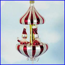 Christopher Radko Peppermint Twist Ornament Santa Carousel 1996 Italian MintBox