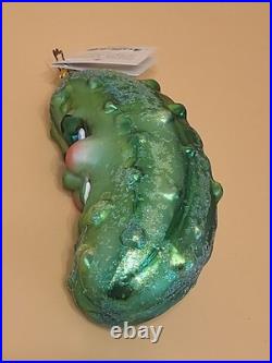 Christopher Radko Pickle Puss 5 Glass Ornament New With Tag No Box Read