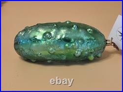 Christopher Radko Pickle Puss 5 Glass Ornament New With Tag No Box Read