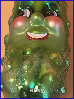 Christopher Radko Pickle Puss 5 Glass Ornament New With Tag No Box Read