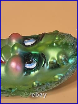 Christopher Radko Pickle Puss 5 Glass Ornament New With Tag No Box Read